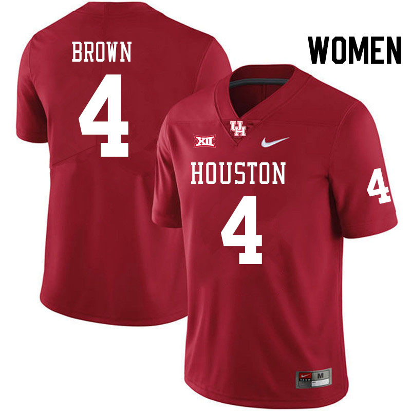 Women #4 Samuel Brown Houston Cougars Big 12 XII College Football Jerseys Stitched-Red